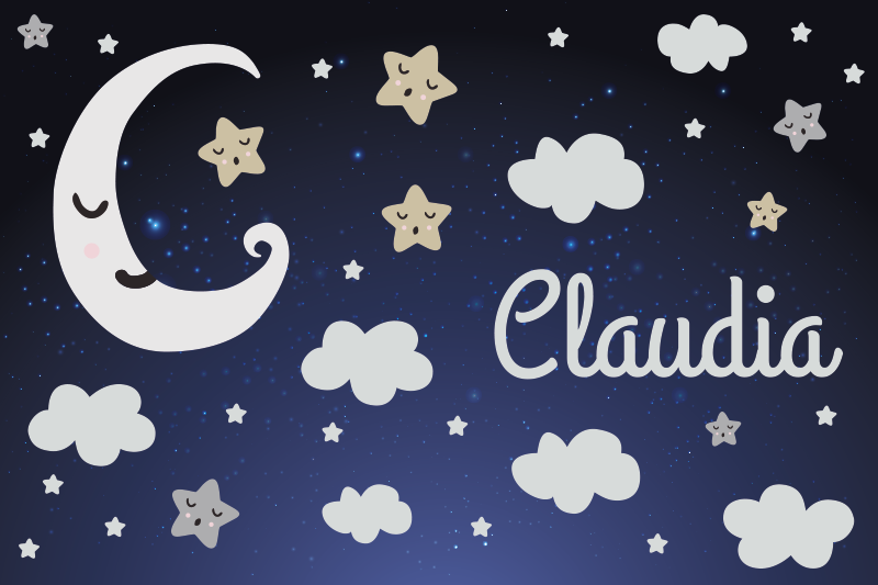 Fabuleux tapis vinyle lune et étoiles bébés - TenStickers