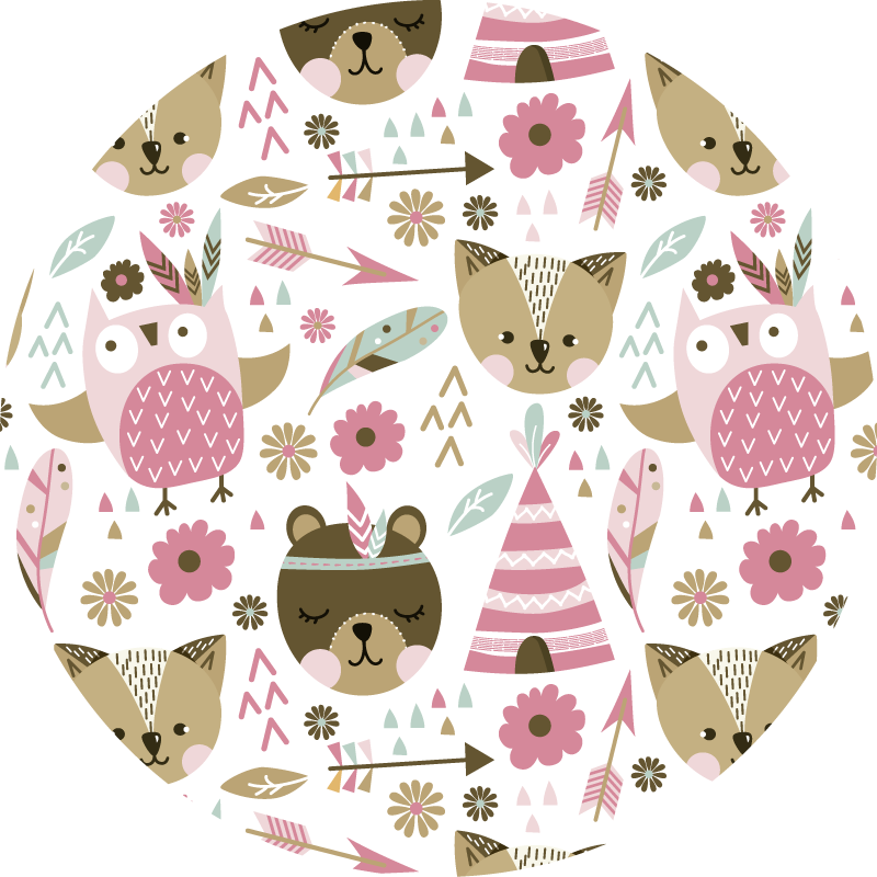 Tapis vinyle rond les motifs d'animaux pour enfants - TenStickers