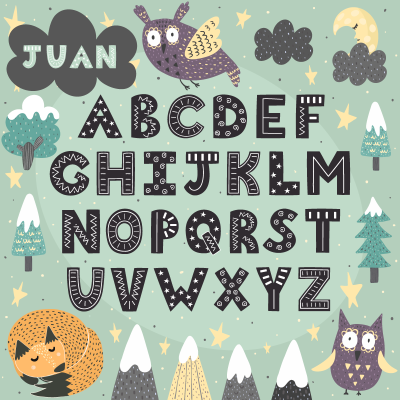 Tapis vinyle alphabet animal avec nom - TenStickers