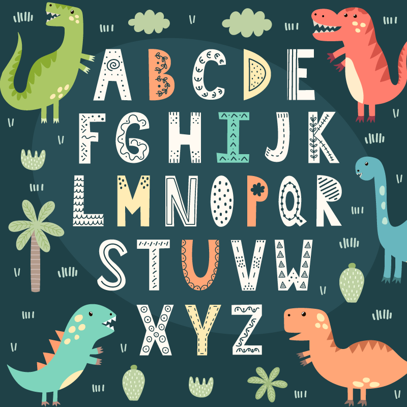Tapis vinyle dinosaure alphabet - TenStickers