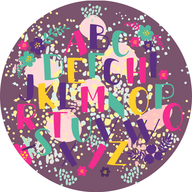 Tapis vinyle floral alphabet - TenStickers