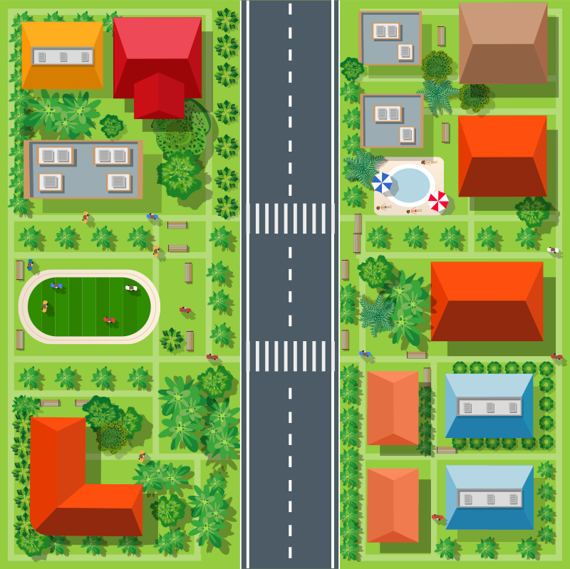 Tapis vinyle pour enfants paysage urbain ludique - TenStickers