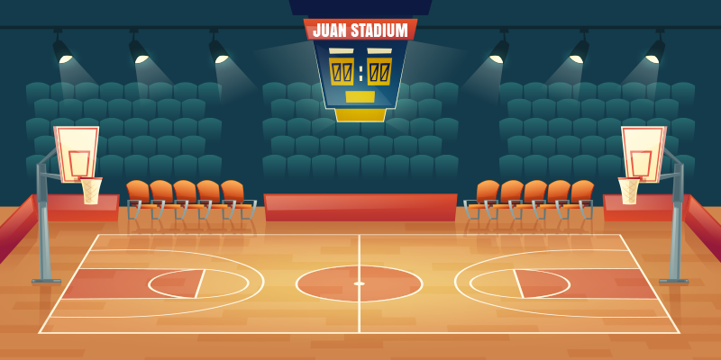 Tapis de vinyle terrain de basket avec nom - TenStickers