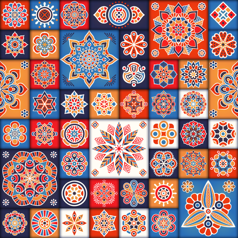 Tapis vinyle géométrique carrelage mosaïque - TenStickers