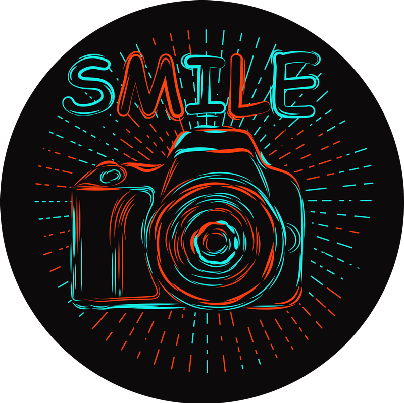 Tapis vinyle pour enfants illustration de la caméra au néon - TenStickers