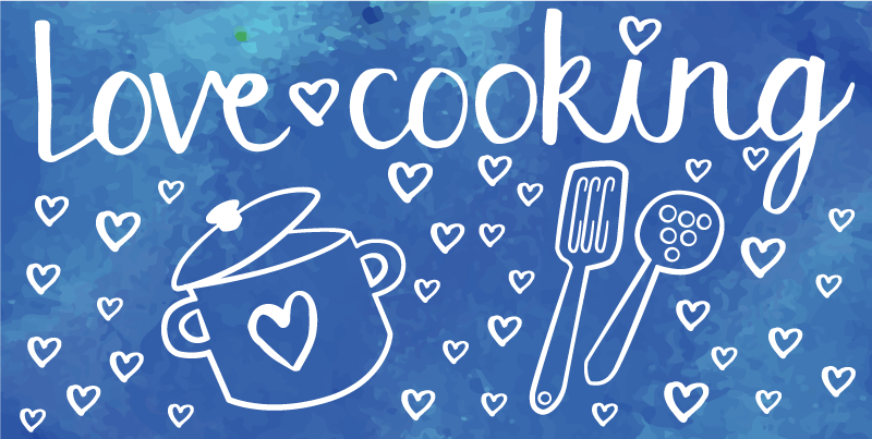 Tapis vinyle citation aimer le thème de la cuisine - TenStickers