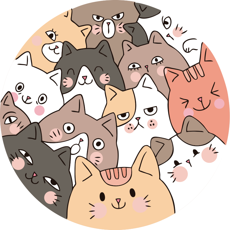 Tapis vinyle animal visages de chat de dessin animé - TenStickers