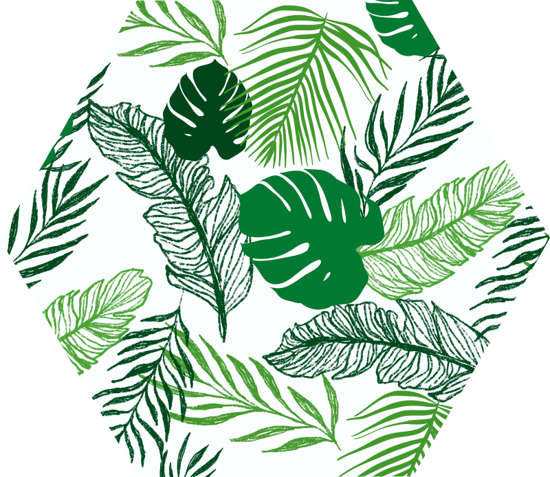 Tapis vinyle plantes hexagone de feuillage tropical - TenStickers