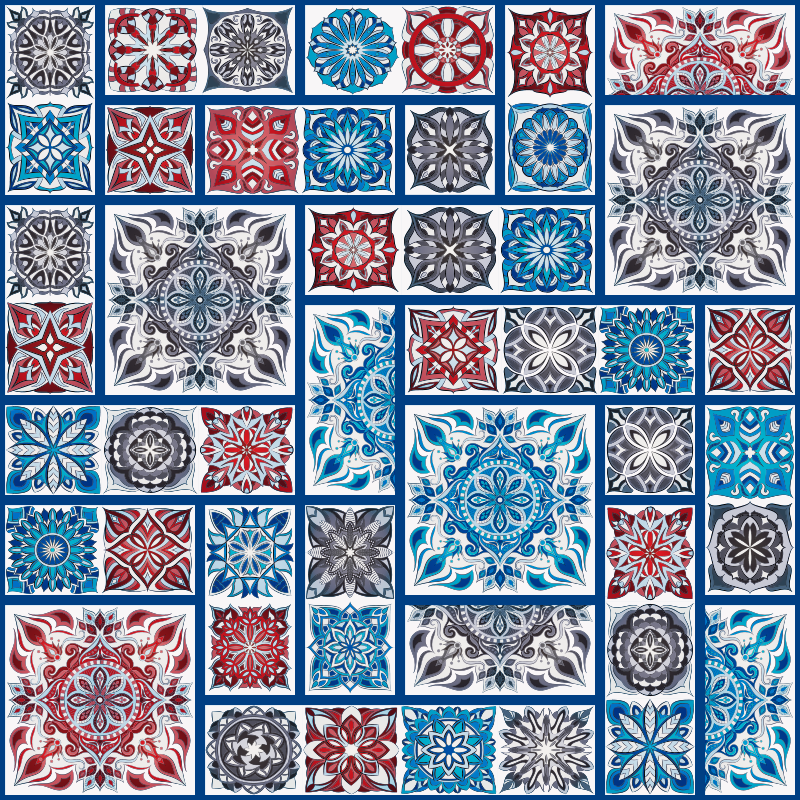 Tapis mosaique vinyle patchwork de carreaux de mosaïque - TenStickers