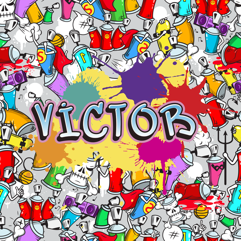 Tapis vinyle graffiti multicolore avec nom - TenStickers