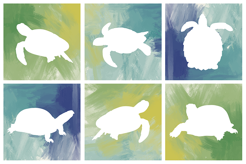 Tapis vinyle animal mosaïque de silhouette de tortue - TenStickers