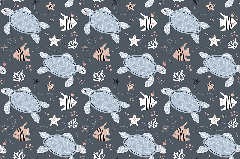 Tapis chambre Tortues et poissons de mer - TenStickers