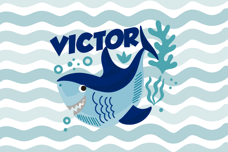 Tapis vinyle personnalisé illustration requin - TenStickers