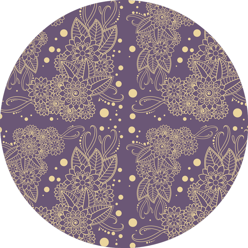 Tapis vinyle violet fleurs paisley - TenStickers