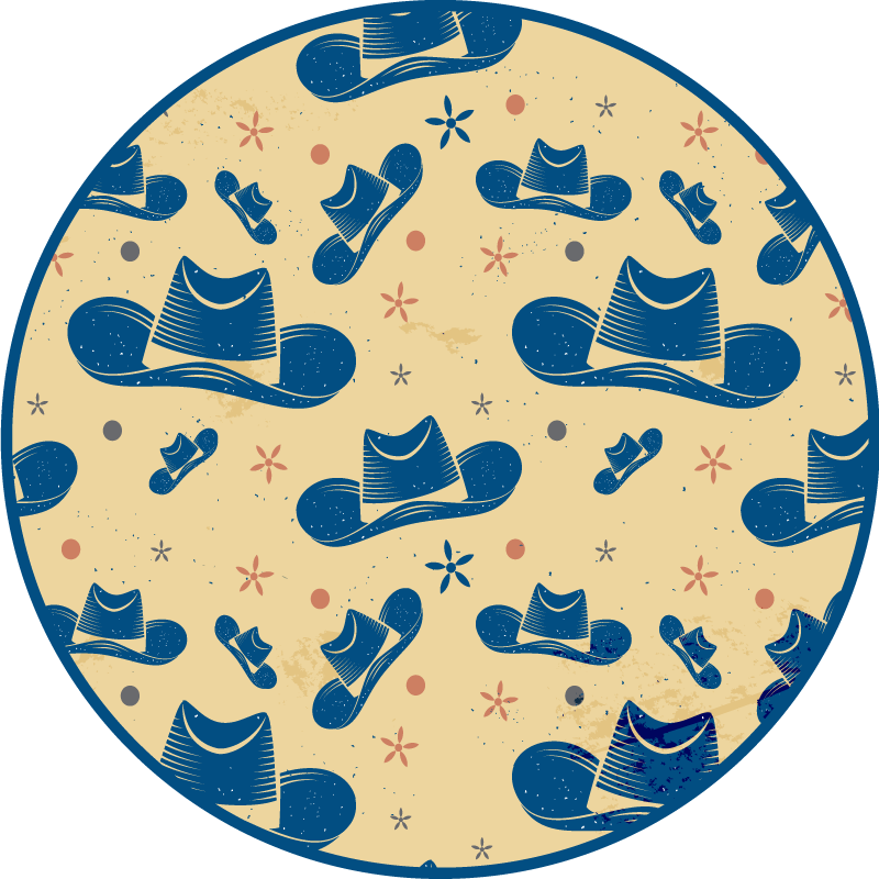 Tapis vinyle rond Chapeaux de cow-boy - TenStickers