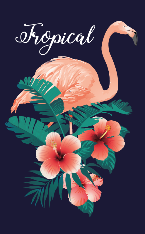 Tapis vinyle animal flamant tropical - TenStickers
