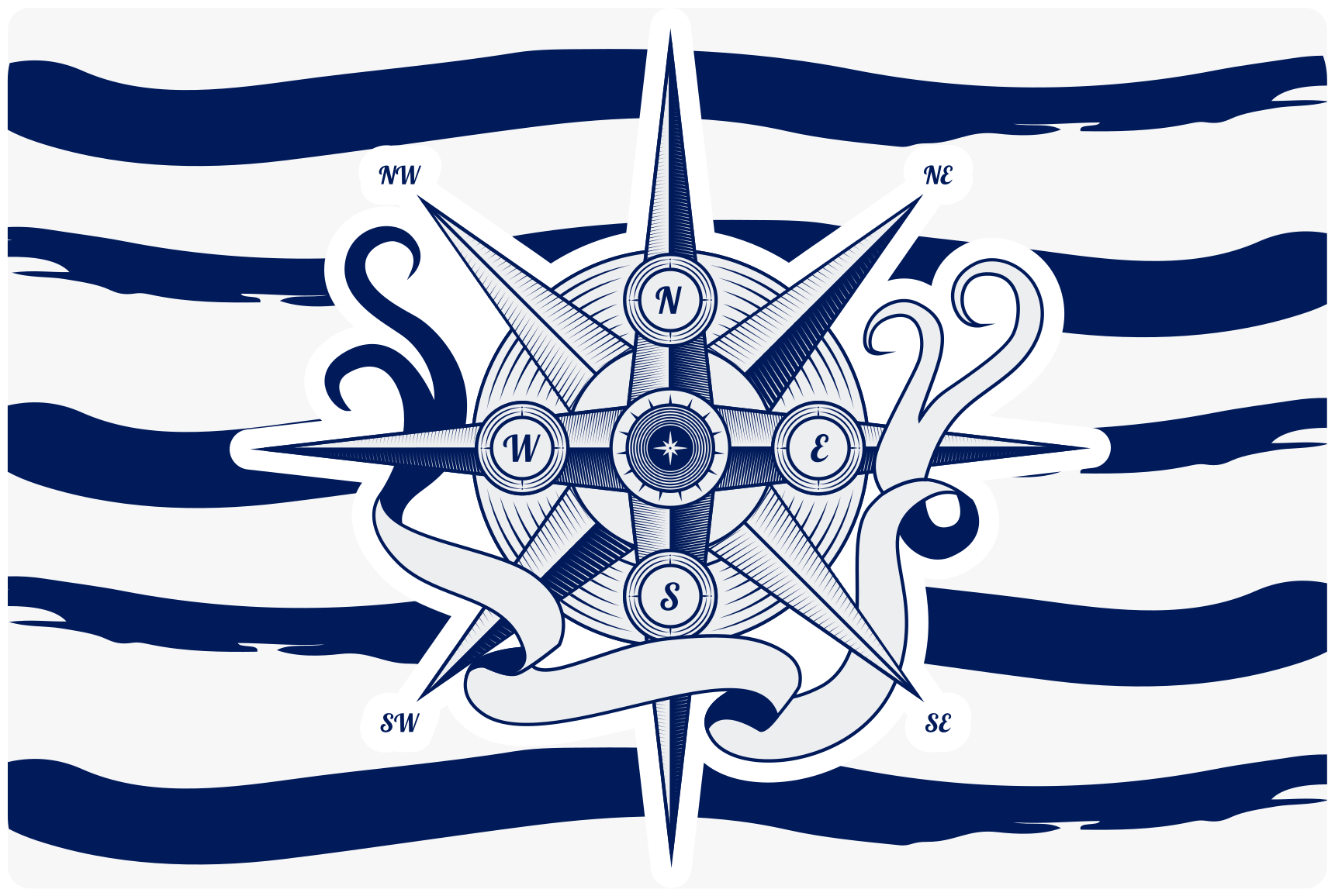 Tapis vinyle carte du monde boussole nautique - TenStickers