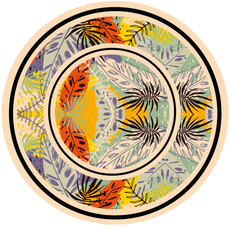 Tapis vinyle plantes motif circulaire botanique - TenStickers