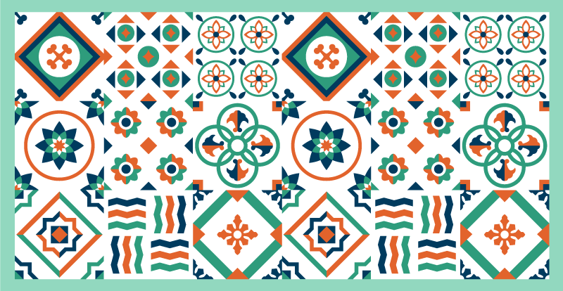 Tapis vinyle carreaux Motifs colorés différents - TenStickers