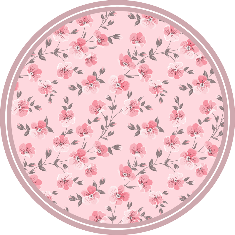 Tapis vinyle plantes conception de cercle floral - TenStickers
