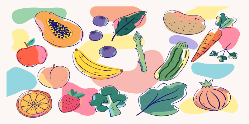 Tapis vinyle cuisine illustration de fruits colorés - TenStickers