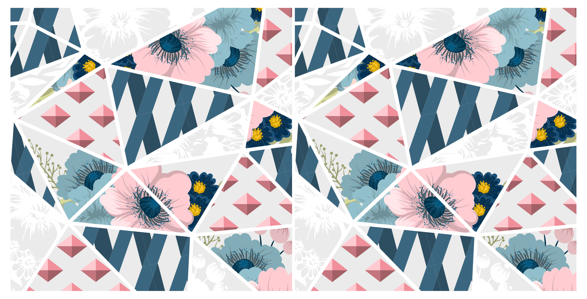 Tapis vinyle géométrique kaléidoscope floral géométrique - TenStickers