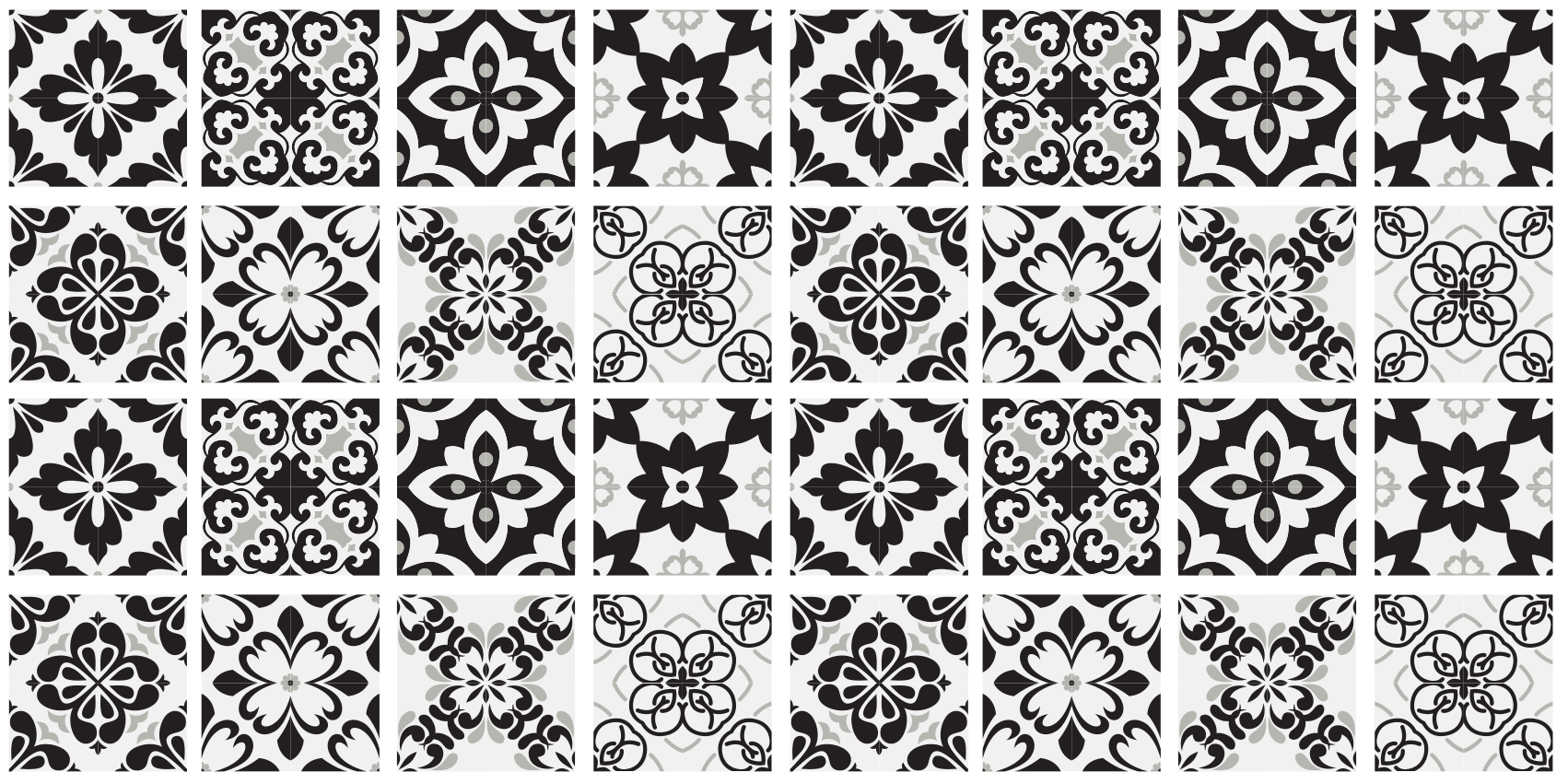 Tapis vinyle cuisine monochrome élégant - TenStickers