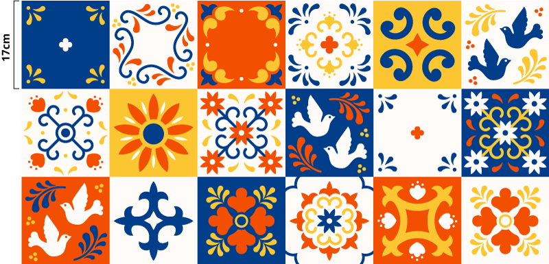 Tapis vinyle cuisine motif de carreaux colorés - TenStickers