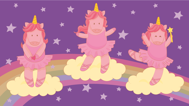 Tapis vinyle pour enfants danse fantastique de licorne - TenStickers