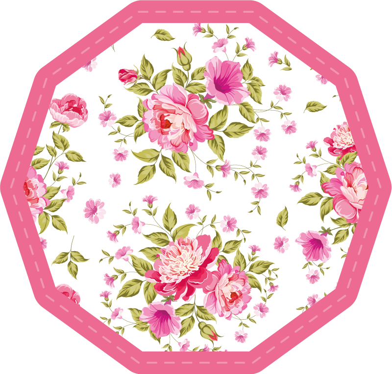 Tapis vinyle plantes octogone floral - TenStickers