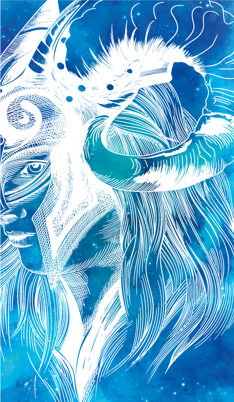 Tapis vinyle animal illustration caprine mythique - TenStickers