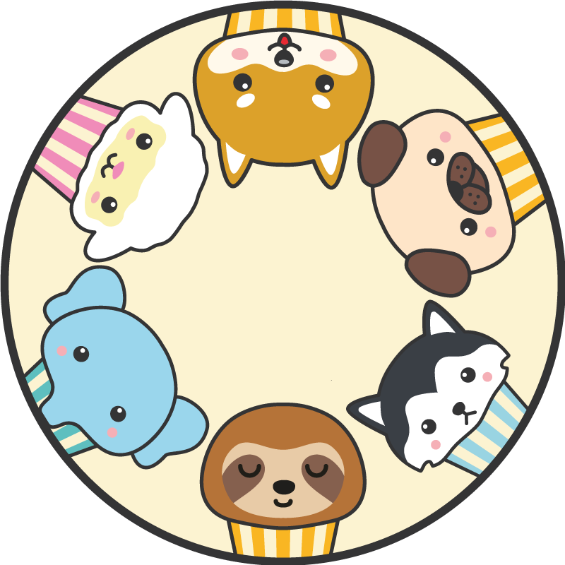 Tapis vinyle pour enfants visages d'animaux cartoon - TenStickers