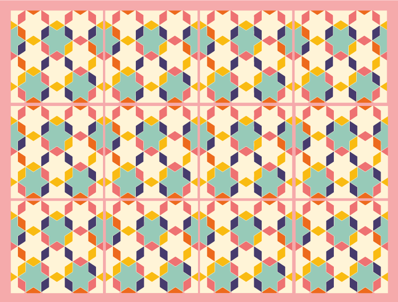 Tapis vinyle géométrique pavage coloré - TenStickers