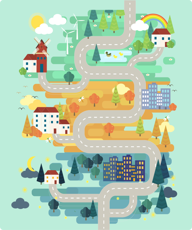 tapis vinyle de rue Paysage avec routes - TenStickers