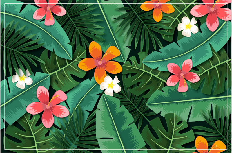 Tapis vinyle plantes ensemble floral tropical - TenStickers