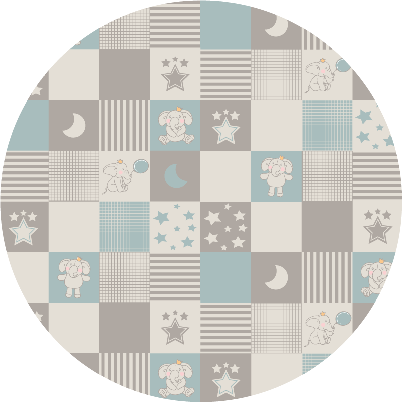 Tapis vinyle patchwork nordique avec éléphants - TenStickers