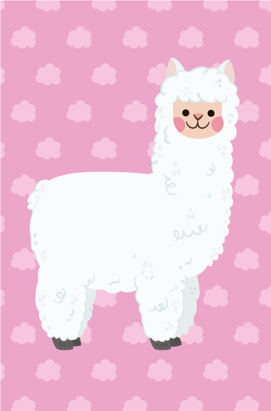tapis vinyle animal Lama nordique rose - TenStickers
