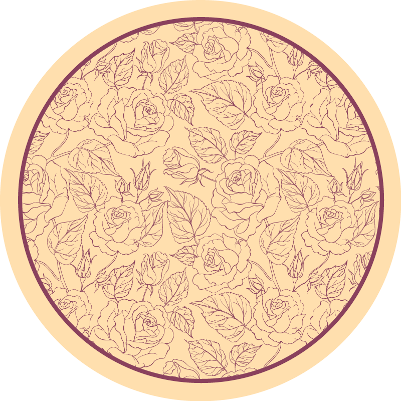 Tapis vinyle plantes motif rose rond - TenStickers