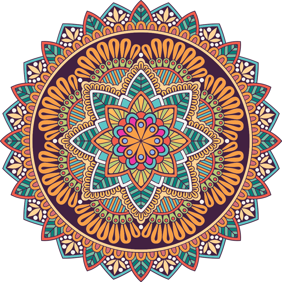 Tapis vinyle mandala Fleur de mandala coloré - TenStickers