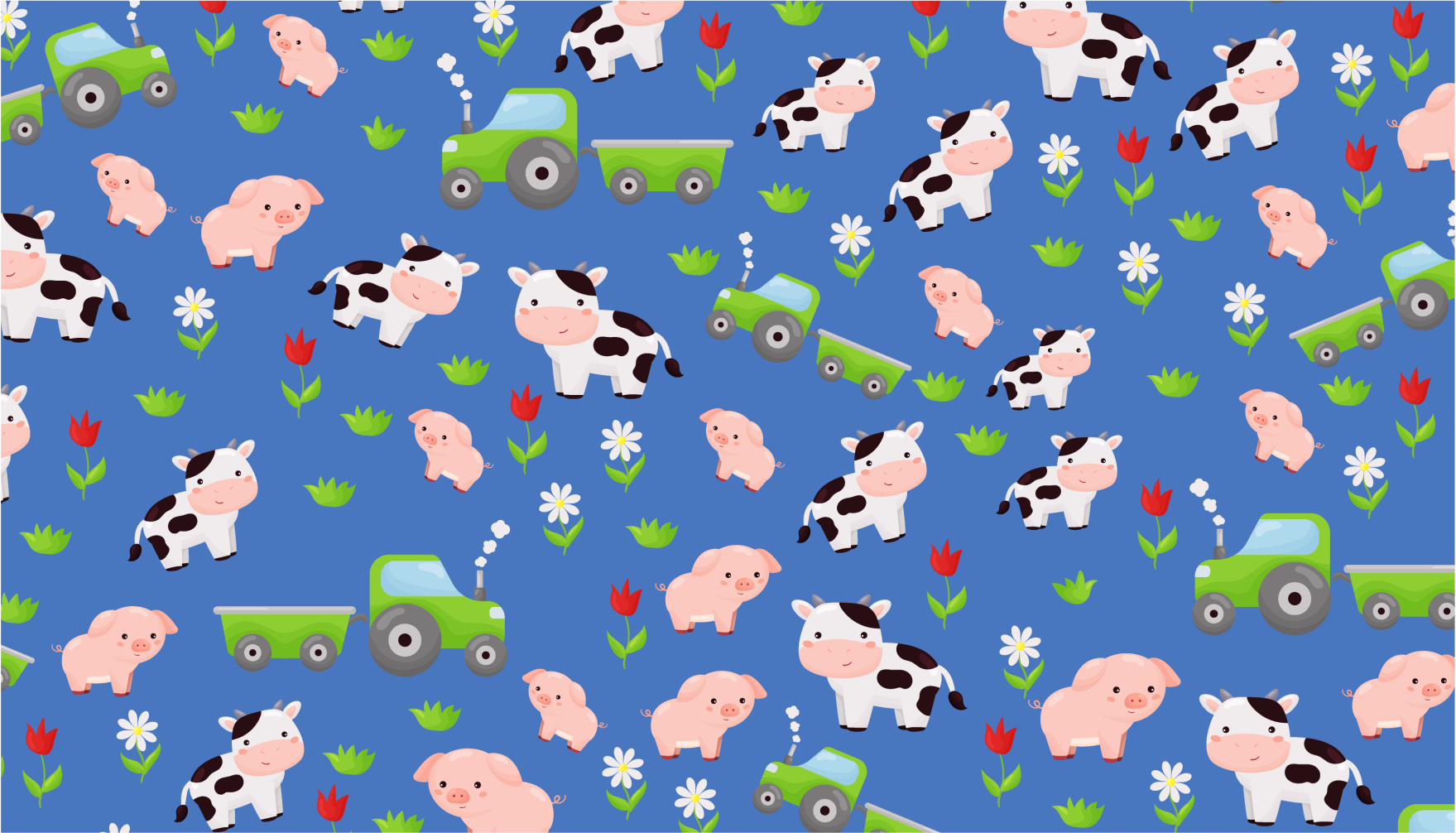 Tapis vinyle animal Modèle vache et cochon de tracteur - TenStickers