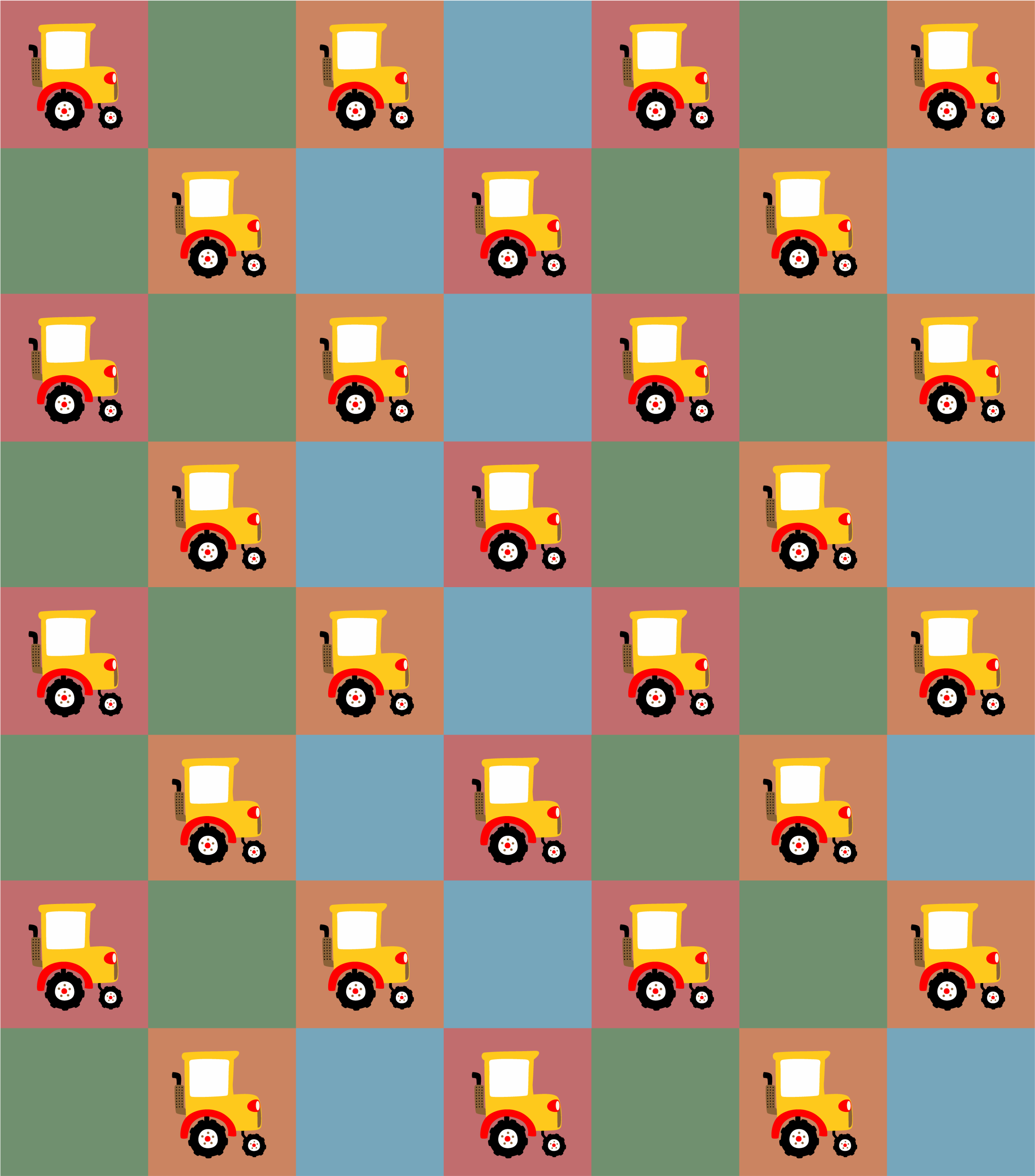 Tapis vinyle pour enfants Tracteur en carré coloré - TenStickers