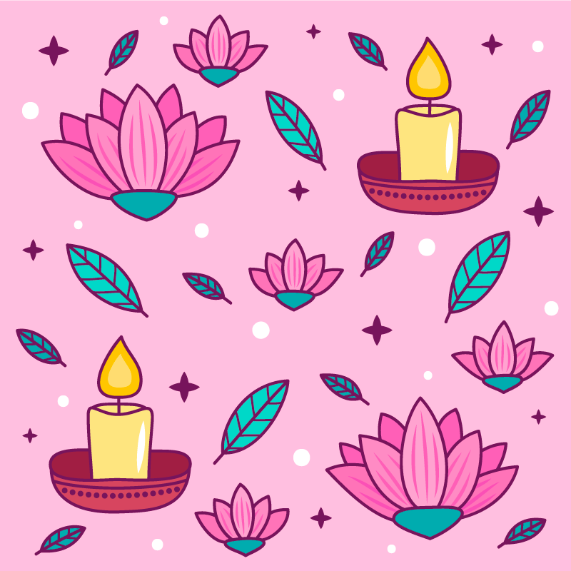 Tapis vinyle salon Bougie de lotus - TenStickers