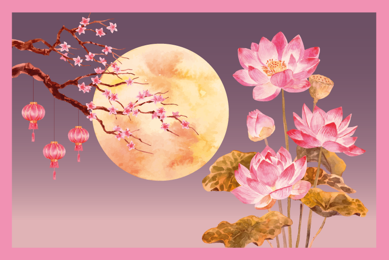 Tapis vinyle plantes clair de lune floral - TenStickers