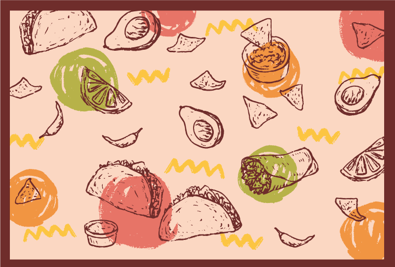 tapis vinyle cuisine Taco de dessin animé mignon - TenStickers
