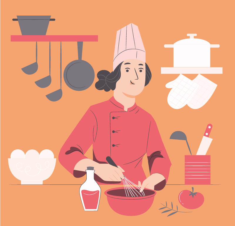 Tapis vinyle cuisine illustration de chef - TenStickers