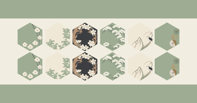 Tapis vinyle plantes hexagones floraux - TenStickers