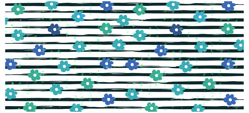 Tapis vinyle cuisine motif à rayures florales - TenStickers