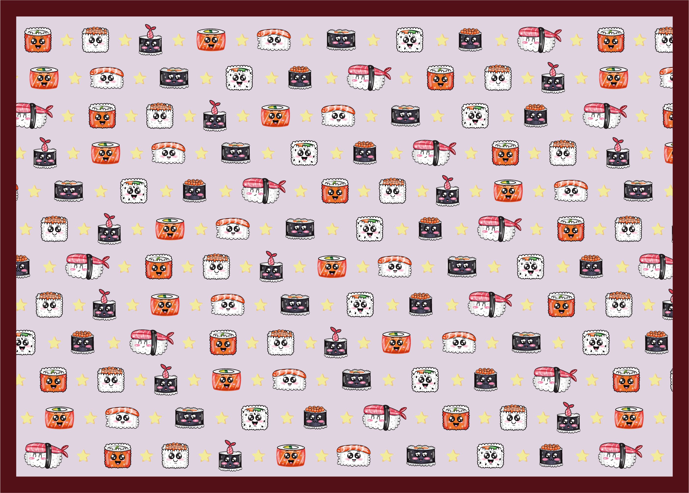 Tapis vinyle pour enfants motif de dessin animé de sushi - TenStickers