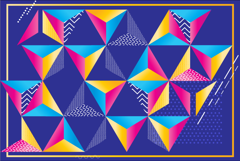 Tapis vinyle géométrique formes colorées et vibrantes - TenStickers