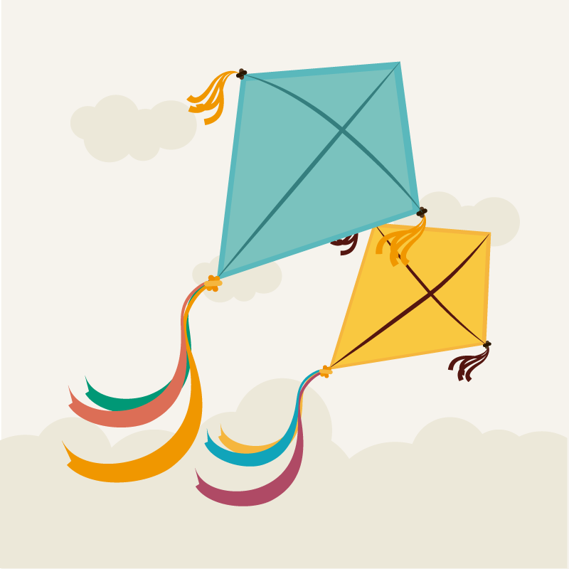 Tapis vinyle chambre bebe Cerf-volant et nuages - TenStickers